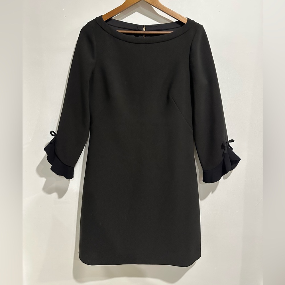 KATE SPADE Black Ruffle‎ Holiday Long Sleeve Dress Size 10 - Picture 2 of 7